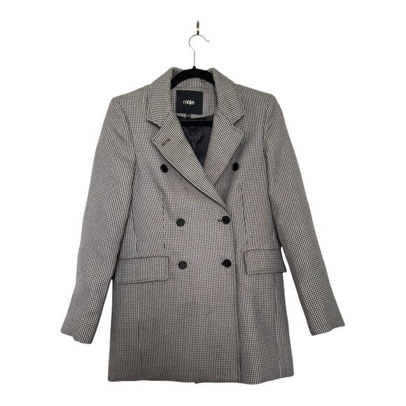 Maje Goldi Houndstooth Check Double Breasted Jacket Size 36 - Picture 1 of 5